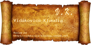 Vidákovics Klaudia névjegykártya